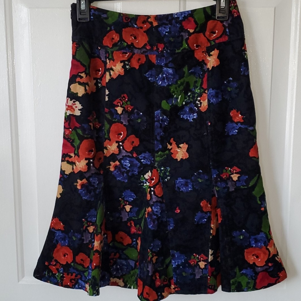 Floral Corduroy Trumpet Skirt